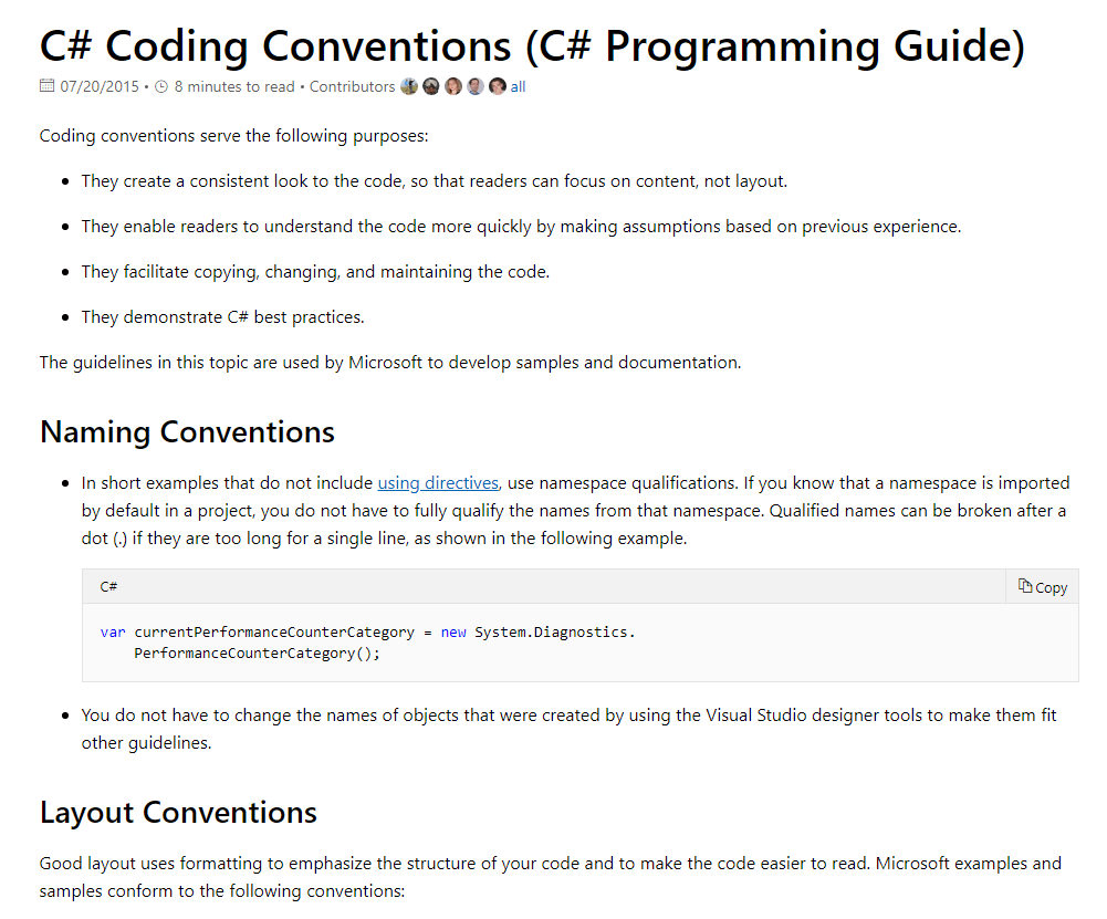 Microsoft MSDN coding conventions