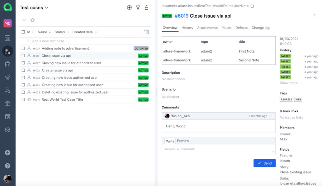 view folders on Allure TestOps 