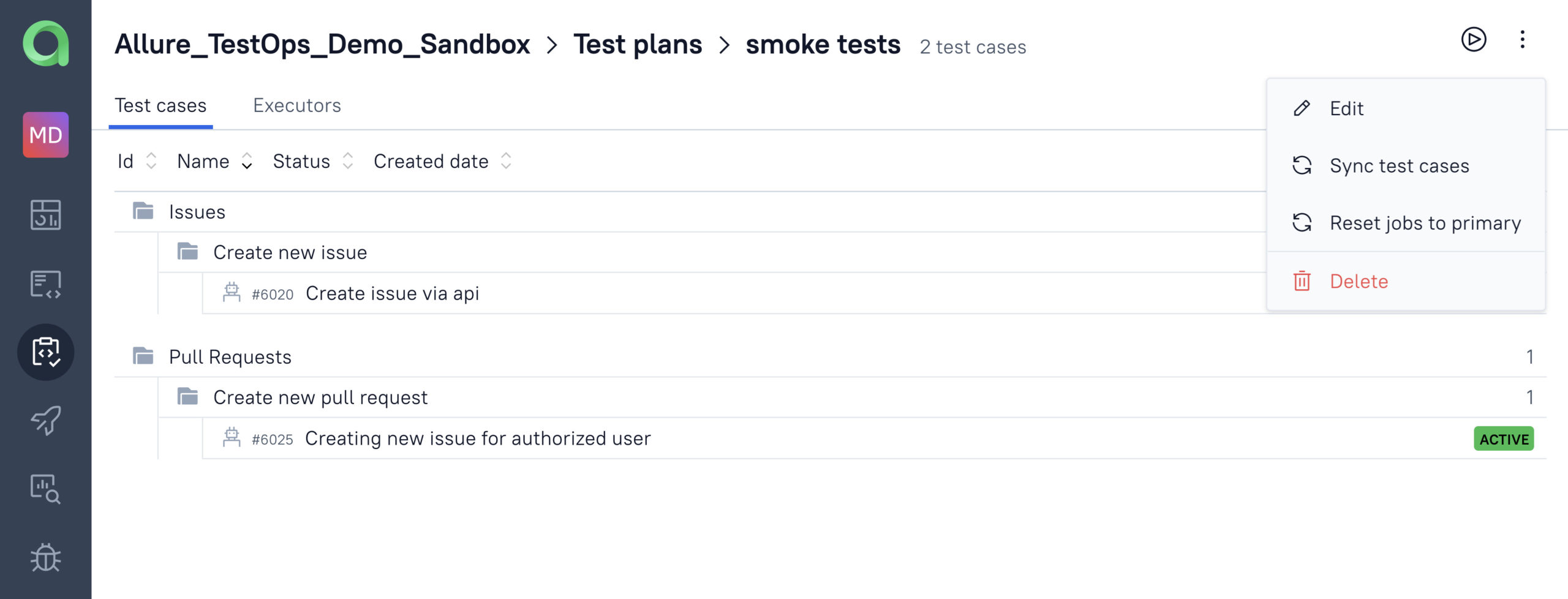 Allure TestOps Test plan management